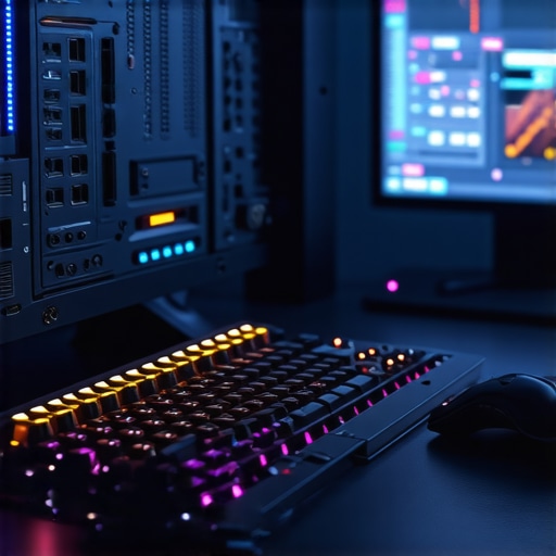 Futuristic computer setup with AI hardware and advanced memory modules for video editing