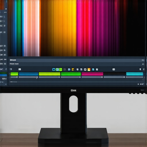 Professional 4K monitor calibrated for color accuracy with advanced GPU setup