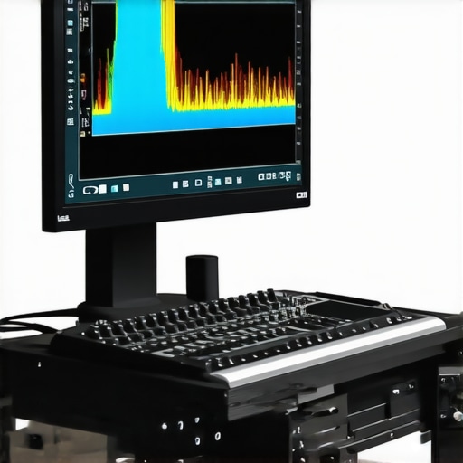 Spectroradiometer device measuring spectral output of a professional monitor in a studio environment