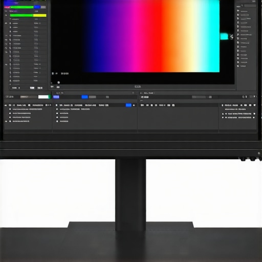 Professional 4K monitor calibrated for accurate color grading connected to a high-performance GPU.