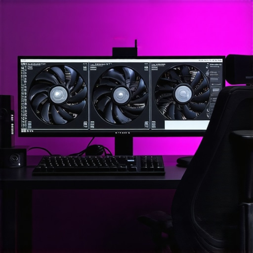 Professional GPU and monitor setup for 4K video editing in a studio environment