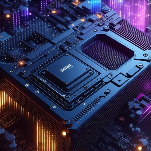 Futuristic GPU with AI cores designed for advanced 4K video editing workflows