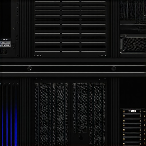 A futuristic 4K video editing workstation showcasing multi-GPU array, NVMe SSDs, and cooling system