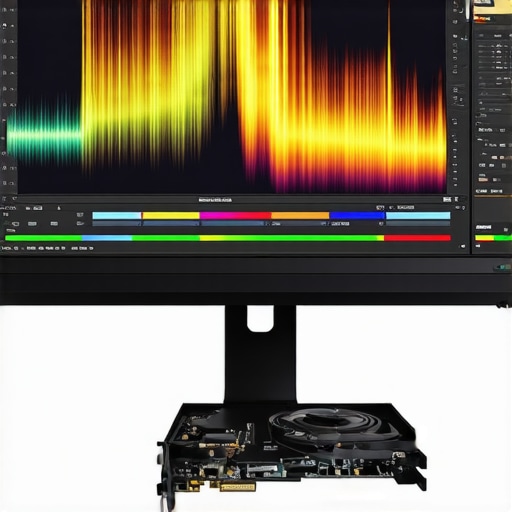 A professional 4K monitor calibrated for cinematic color grading, paired with a high-performance GPU in a studio setting.