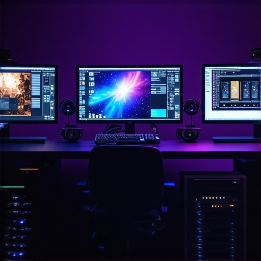 Professional 4K video editing workstation with calibrated monitor and high-performance GPU