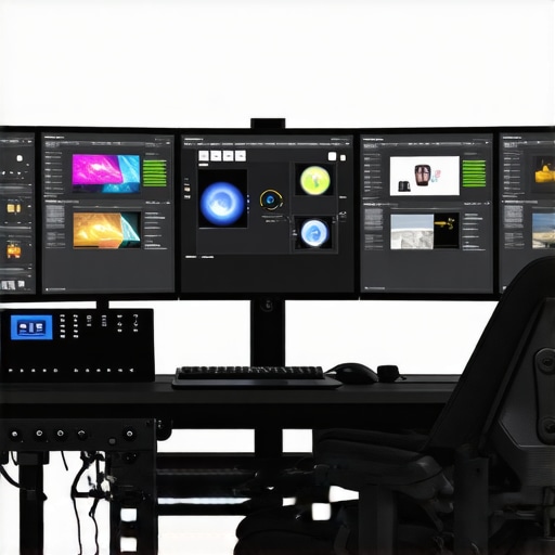 A professional 4K editing setup showcasing a Nano-LED monitor connected to an RTX GPU for high-fidelity video editing.
