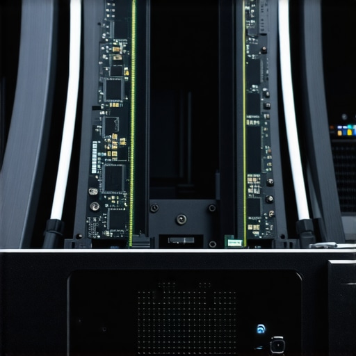 Detailed view of RAM modules featuring advanced heat sinks in a professional computer setup