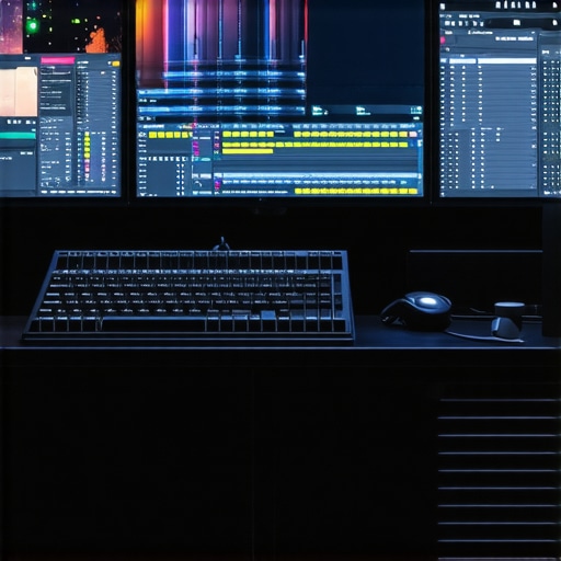 Futuristic workstation with cutting-edge hardware for 4K editing