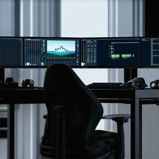A professional video editing workspace featuring advanced hardware for 4K and HDR workflows