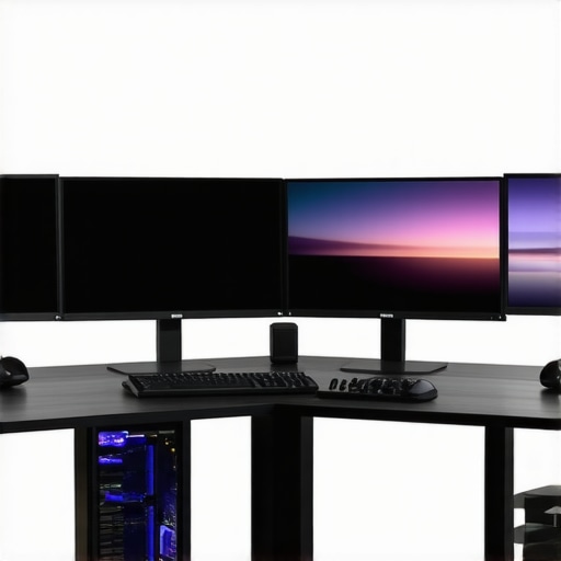 A high-end computer setup with dual monitors, top-tier GPU, and multiple SSDs for professional 4K content creation