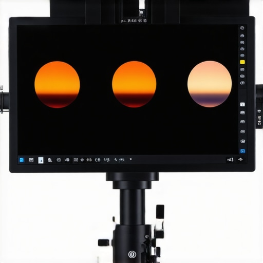 Professional monitor showcasing ultra-high dynamic range and color accuracy with calibration equipment