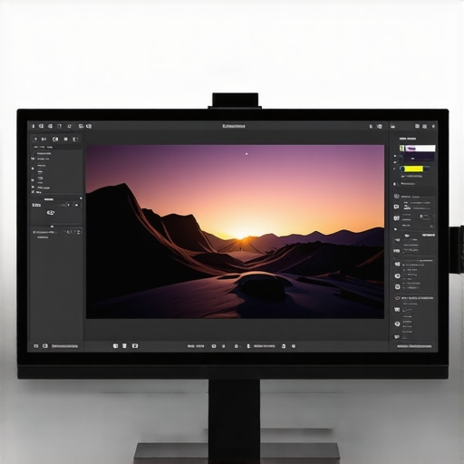 Professional color grading monitor with calibration tools and vibrant HDR display.