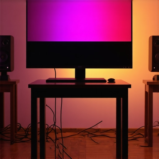 A professional video editing setup showcasing a high-end HDR OLED monitor for color grading.