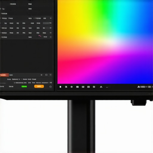 A high-end professional monitor showcasing vibrant HDR content with spectral calibration sensors.