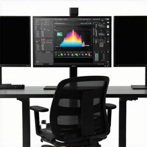 Modern video editing workstation highlighting GPU and color grading monitor
