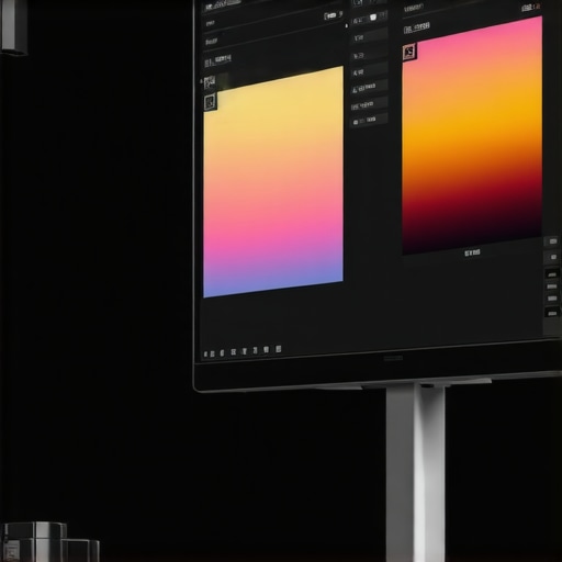 Futuristic device calibrating ultra-high-definition monitor for precise color outputs.