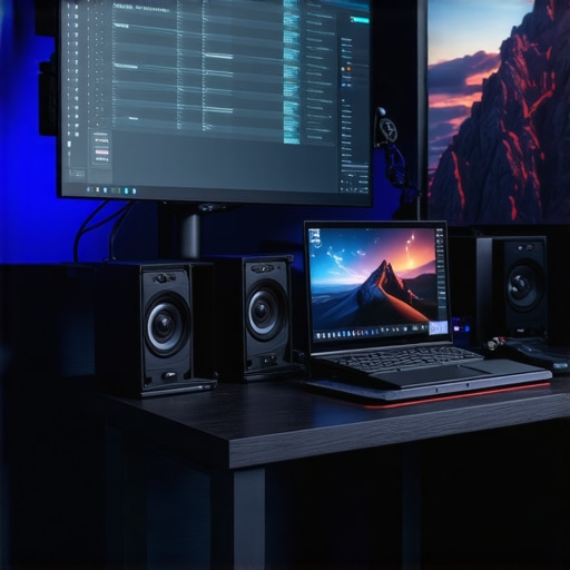 A professional video editing setup featuring dual displays, powerful GPU, and SSD storage devices.