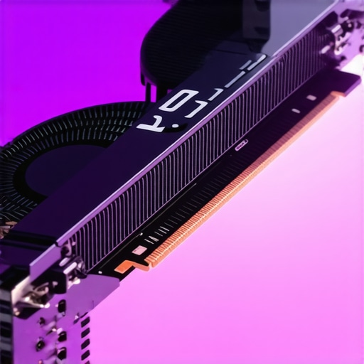 Close-up of a high-end GPU with AI cores and large VRAM modules used in professional video editing